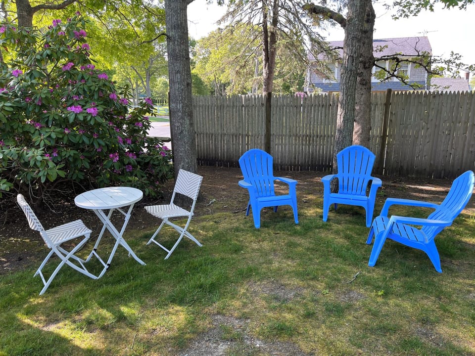 Outside seating and gas grill
