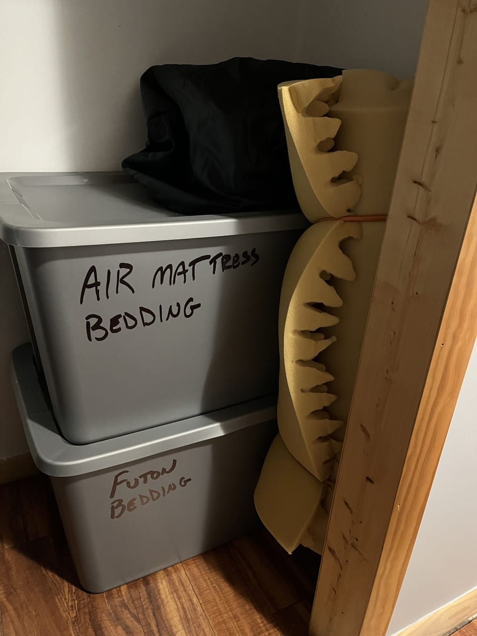 Air mattress and futon for extra sleeping spaces 