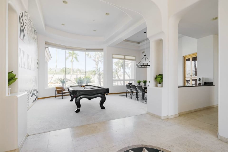 Beautiful luxury pool table room with 20 foot ceilings!