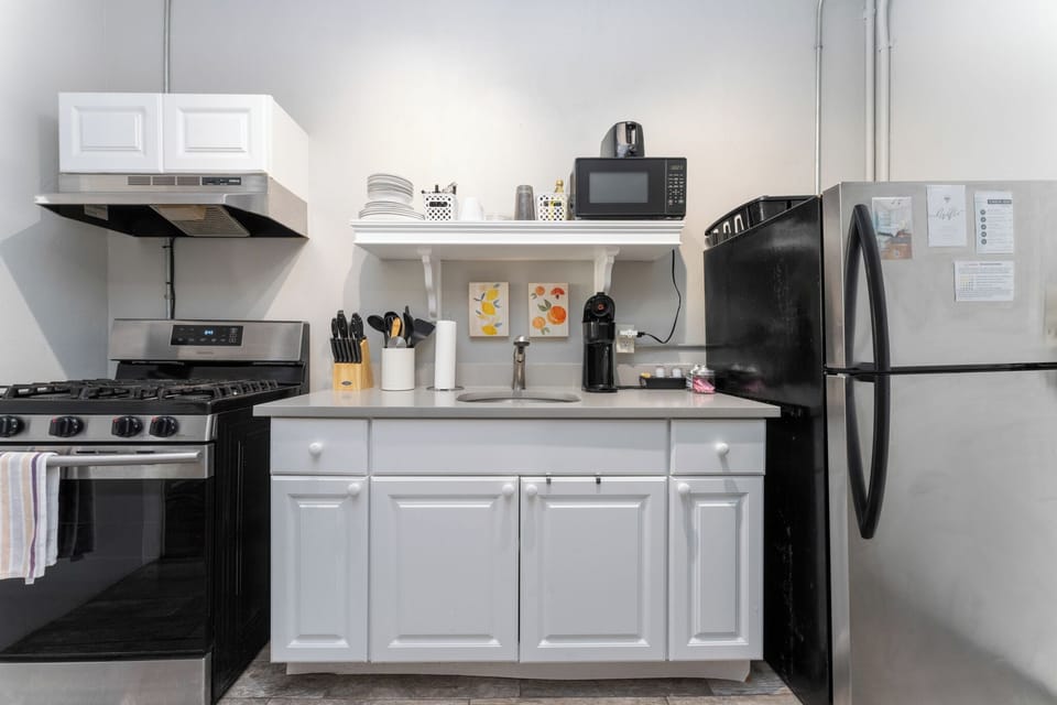 Bright and airy kitchen with plenty of space for cooking and creating.