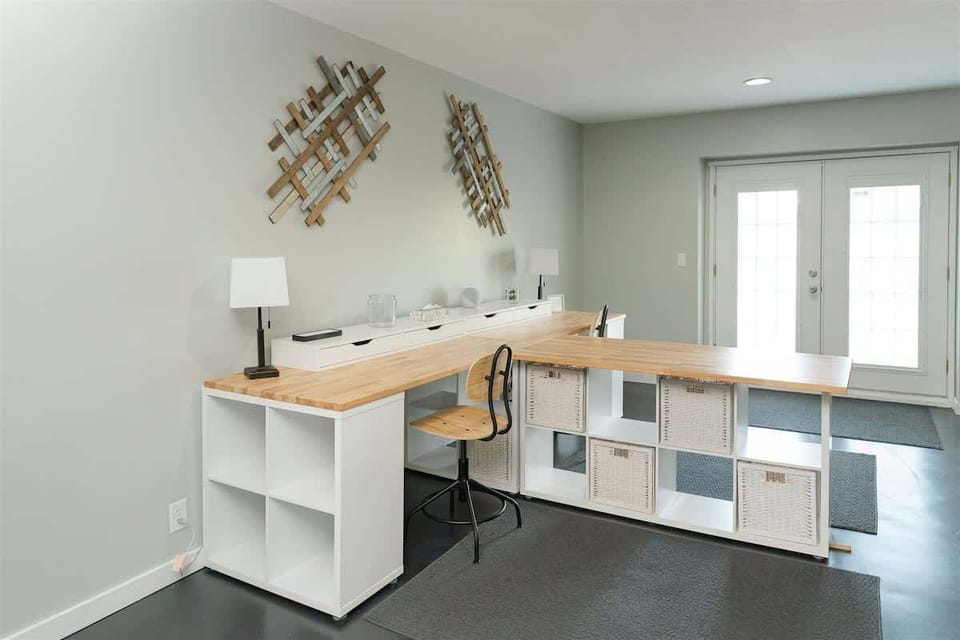 The basement includes 2x desks to get the occasional email done!