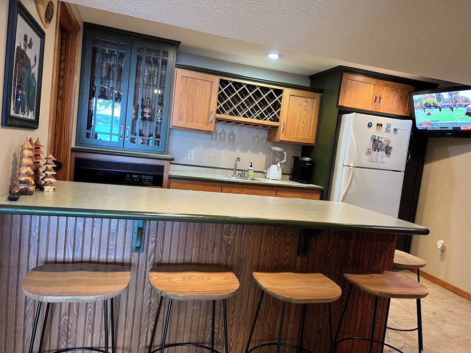 Downstairs bar with an extra oven