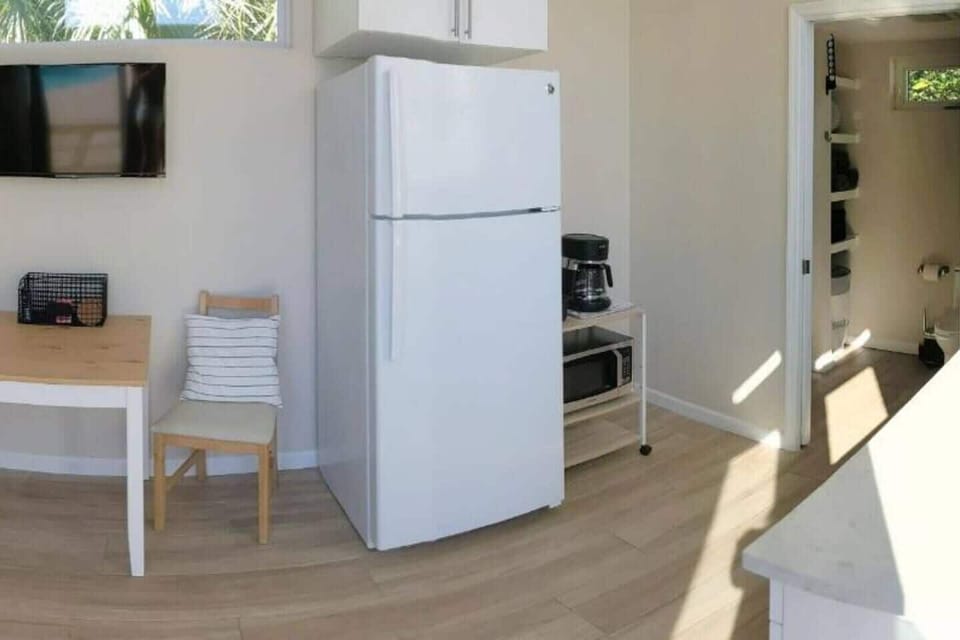 Full-size refrigerator in tiny house