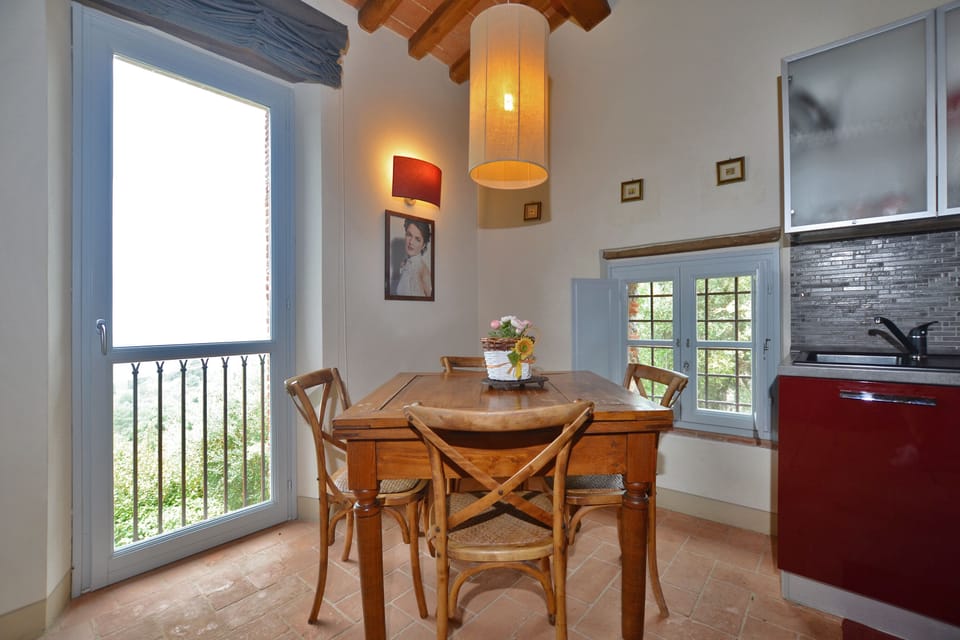 The dining area close to the kitchen corner