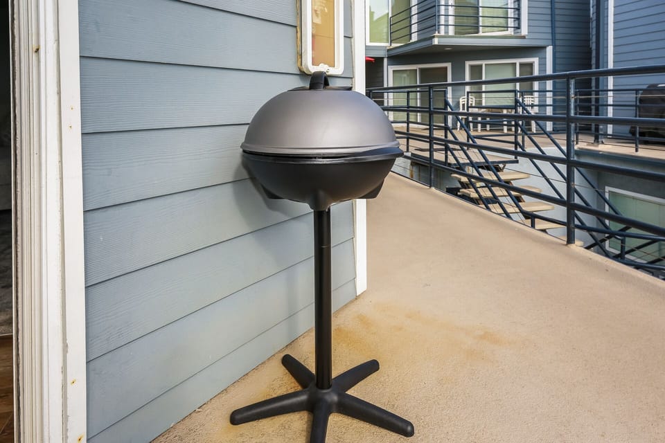 Electric grill on patio