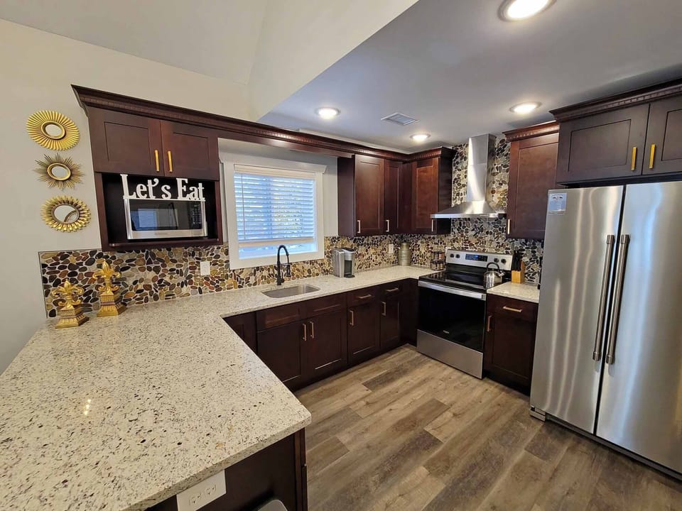 The Kitchen comes stocked and ready to go! All you need to bring is your food.