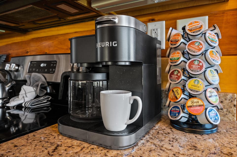 We have you covered with COMPLIMENTARY K-cups and a dual-function Keurig.