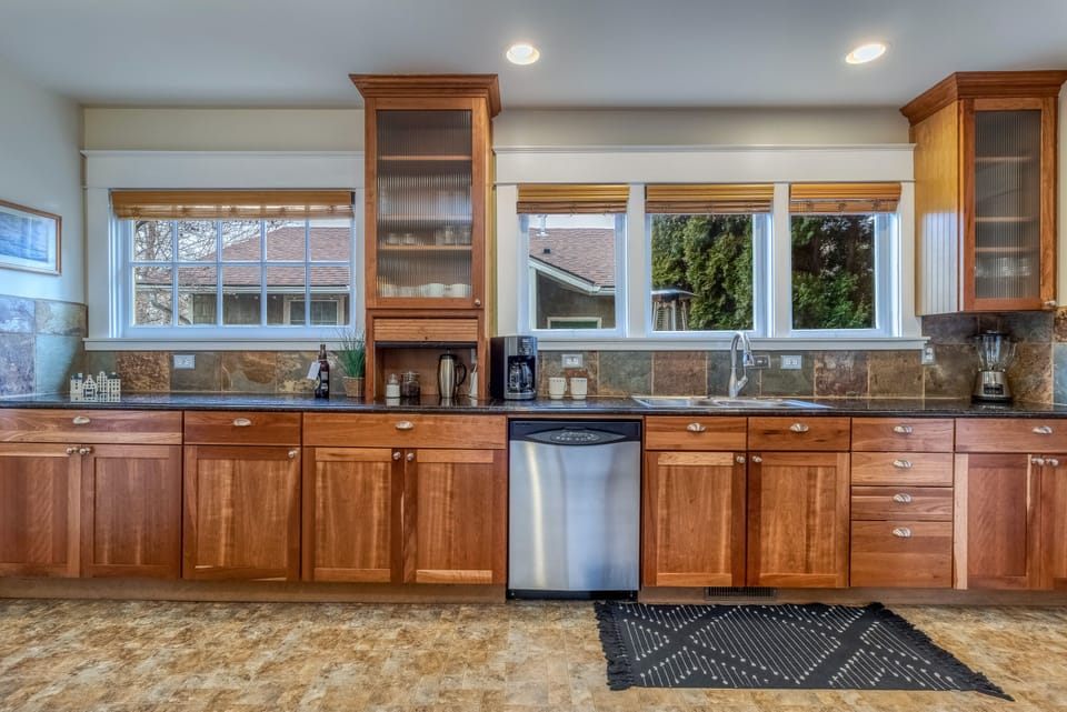 Stocked kitchen with plenty of counter space