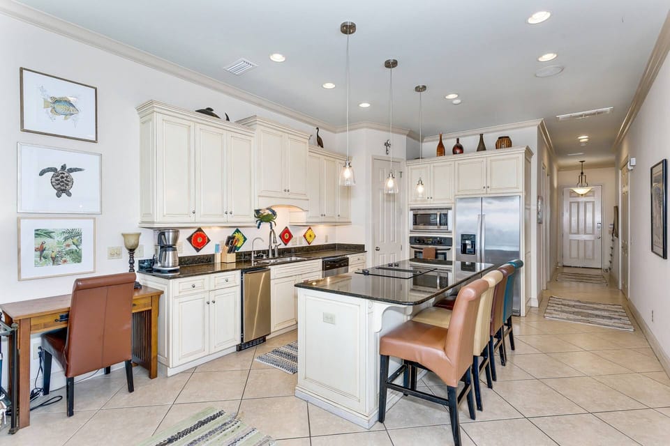 Updated kitchen with modern stainless steel appliances
