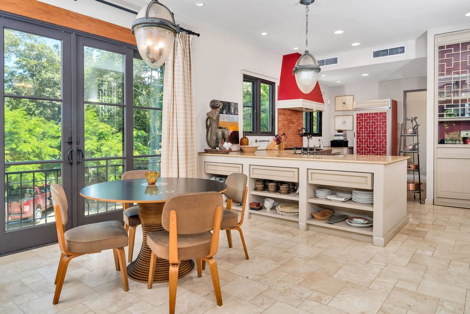 Stylish kitchen with a cozy table and chairs