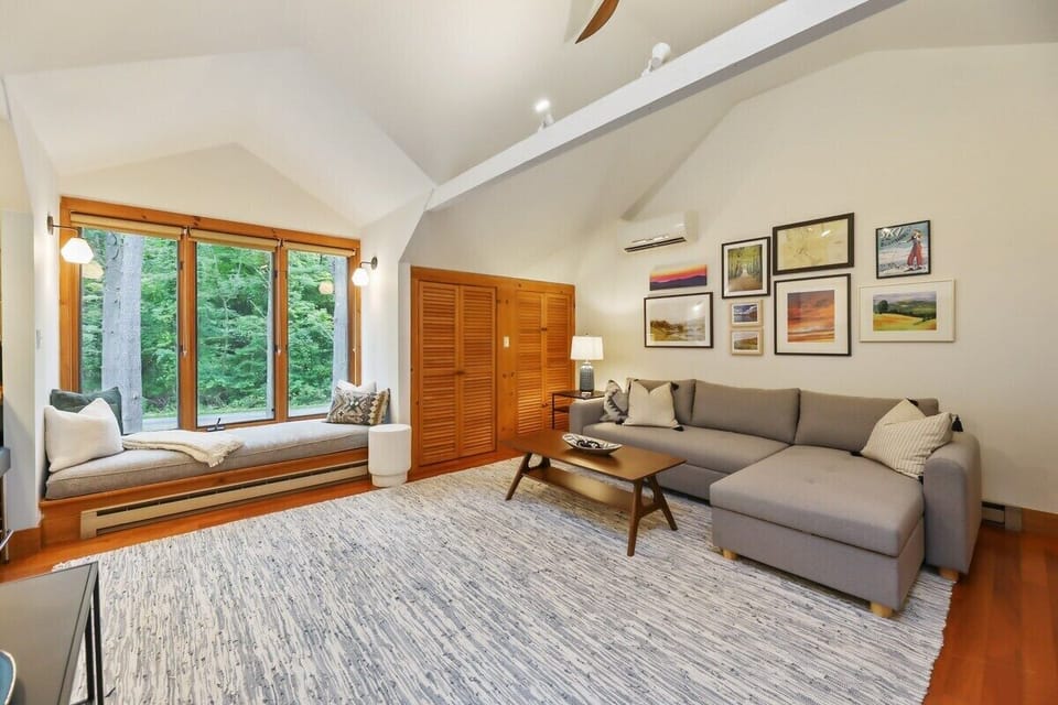 Great room with pullout sofa- queen bed, sleeps 2. Please note: must climb stairs  to access this space