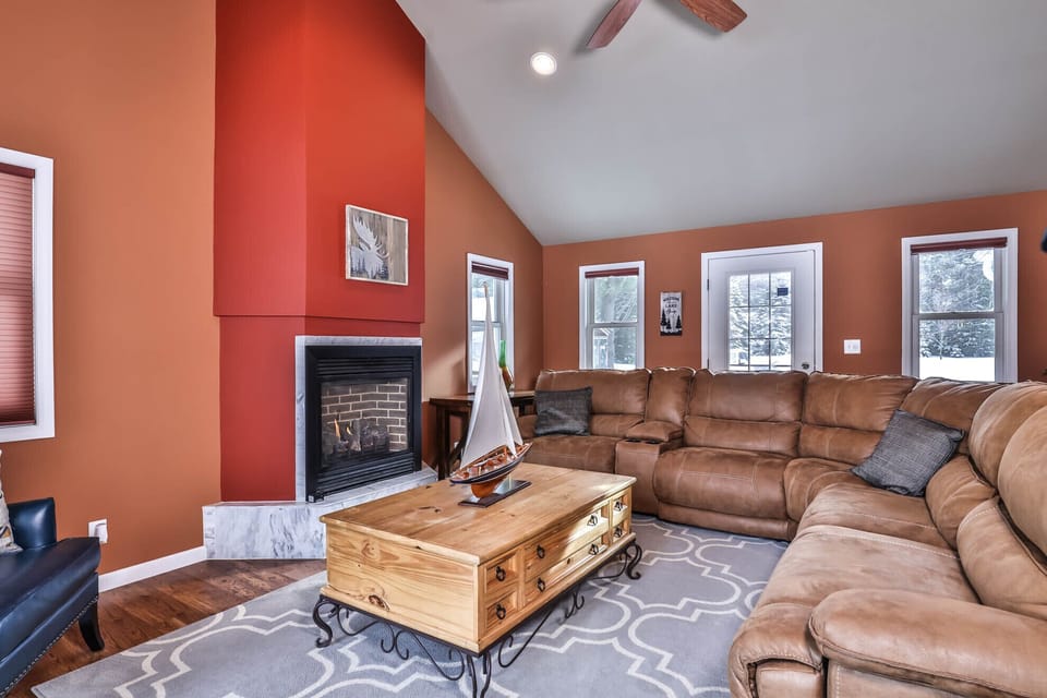 enjoy the warmth from the gas fireplace