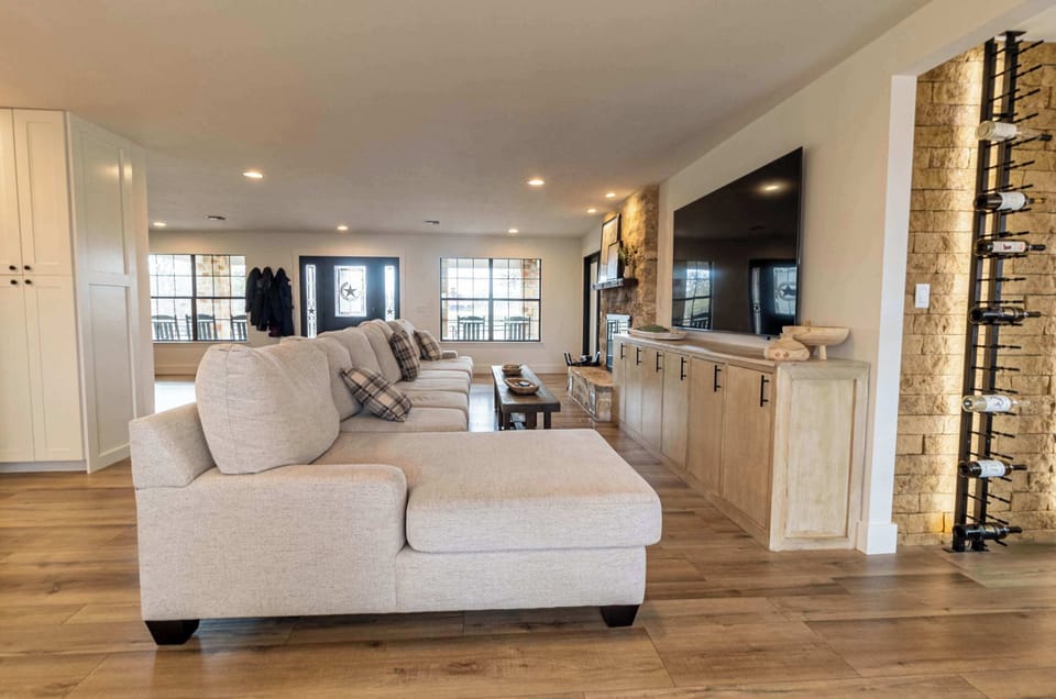 Family Room with 16+ foot couch