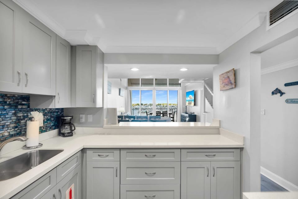 Kitchen with Water views