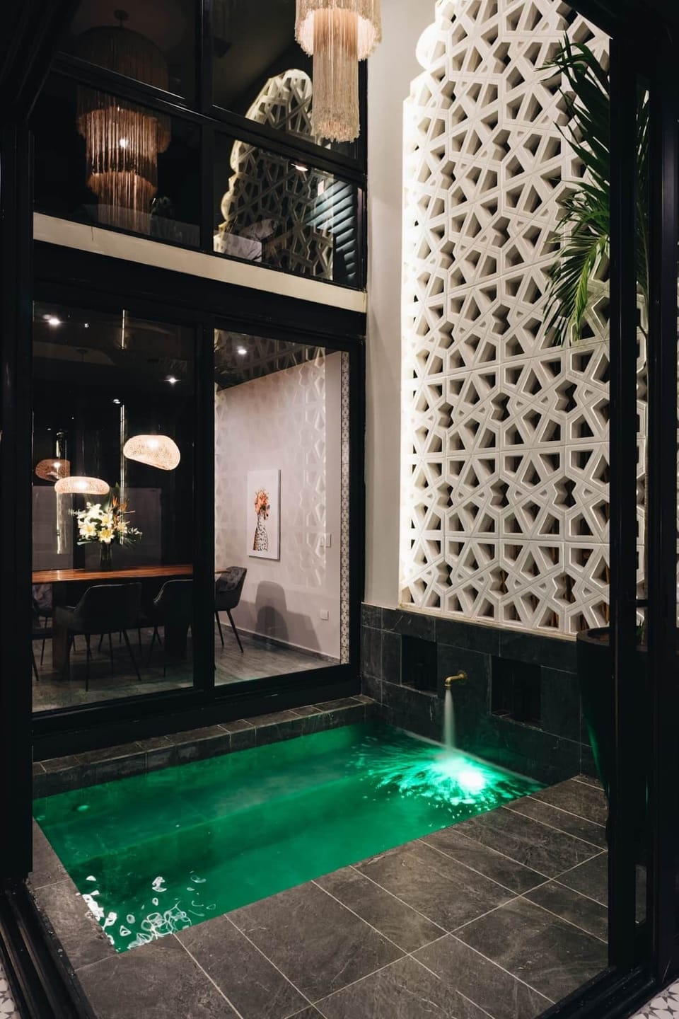 Sunken pool at night | Sahara Jade