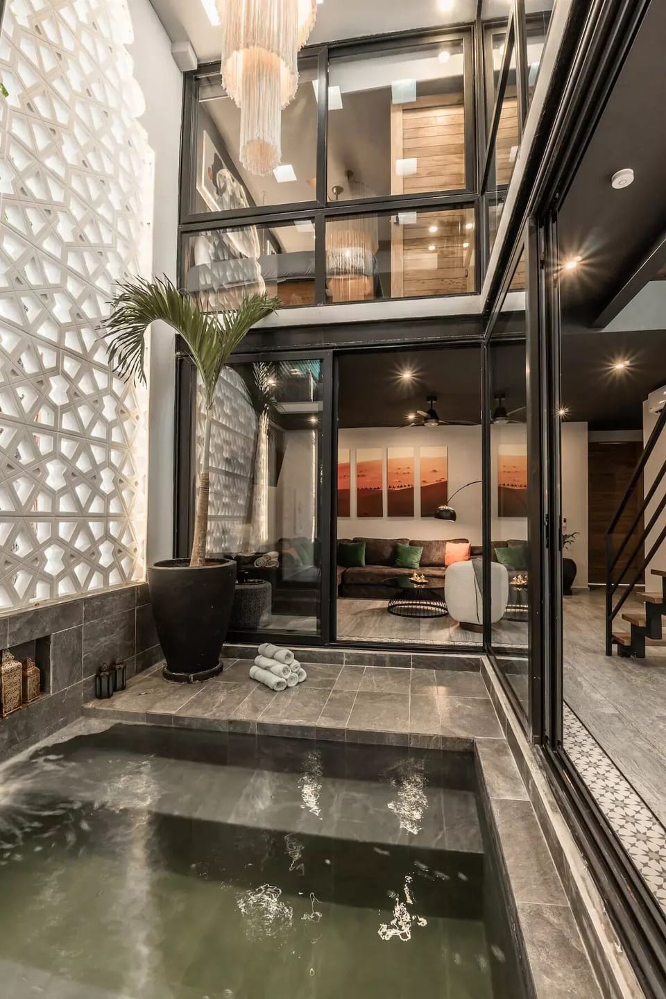 Sunken pool and living room | Sahara Jade