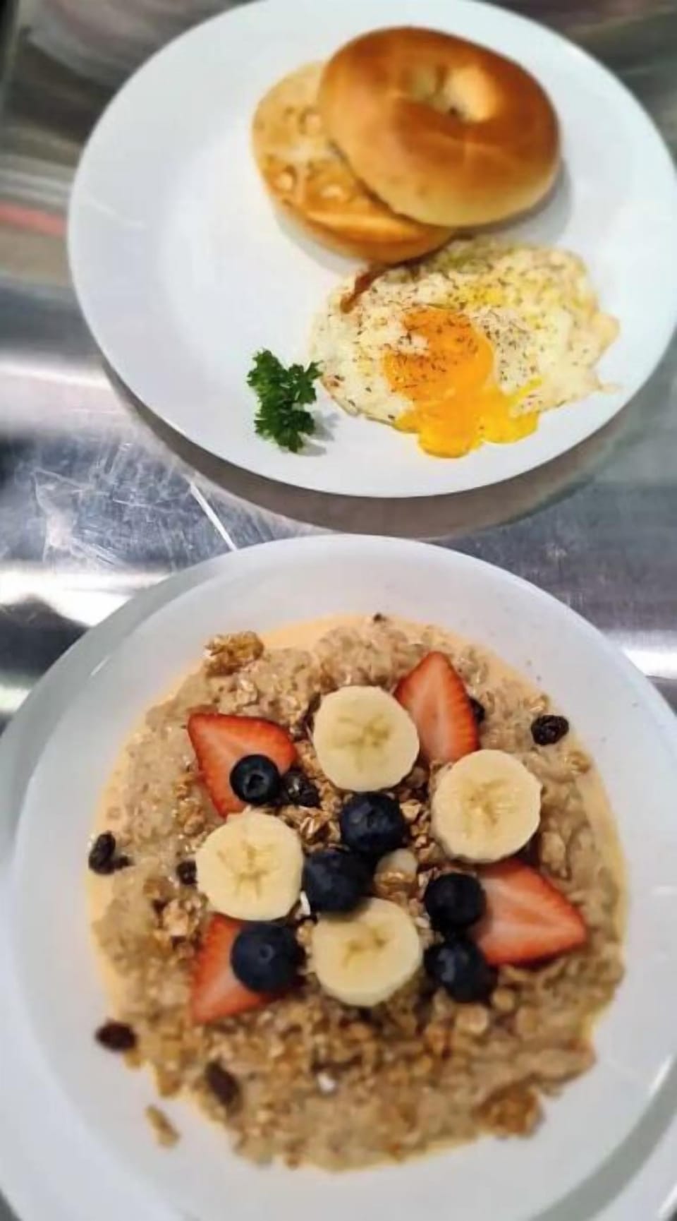 Caribbean Oatmeal Porridge & Eggs Your Way on a Bagel