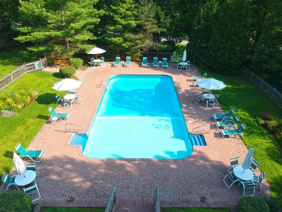 Huge swimming pool kept at 81 degrees from Memorial Day - Labor Day only.