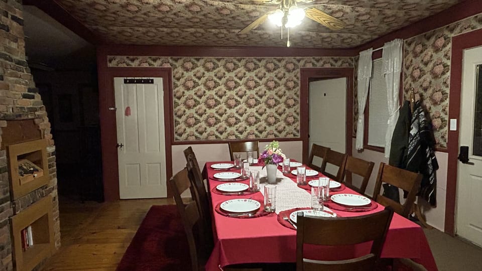 Elegant old-school dining room seats 10