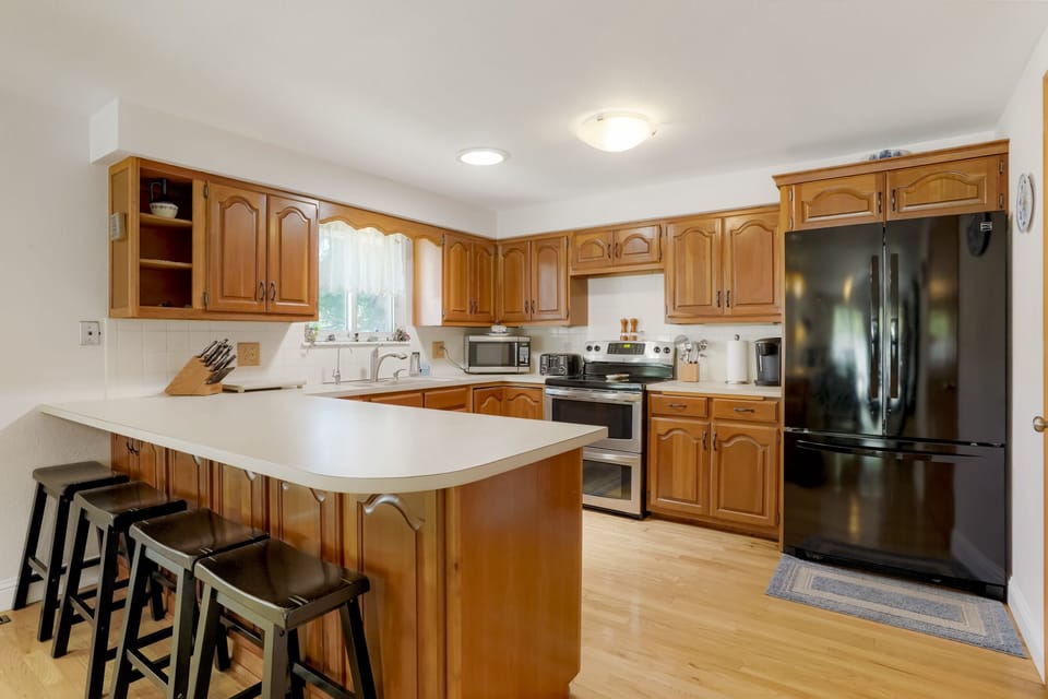 Extra bar seating in the large kitchen 