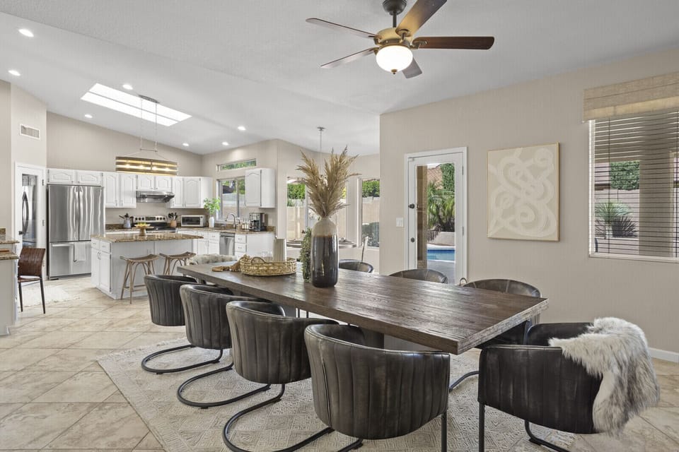 The dining room is between the kitchen and living room for maximum entertainment
