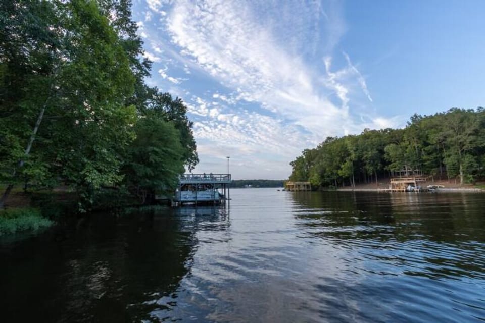 In a cove for privacy and quick access to main lake.  Best of all worlds.
