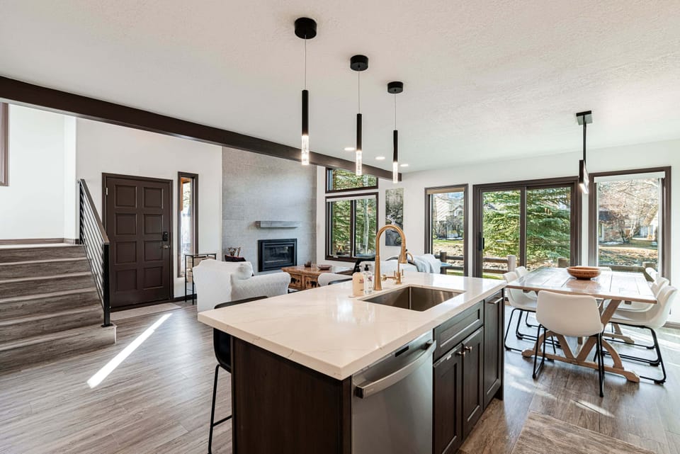 Main Level with Living Room, Dining Area, and Kitchen