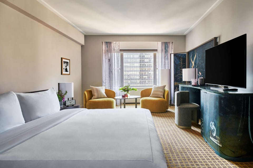 Stretch out comfortably with a bright view and oversized TV.