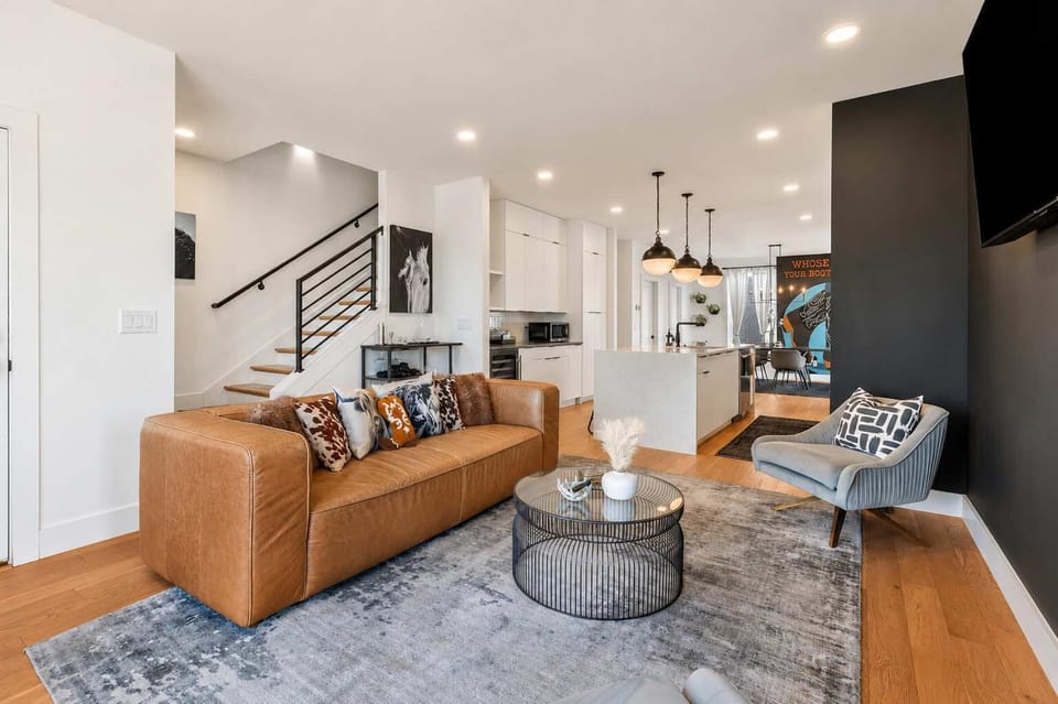 Connected living and kitchen space for easy flow.