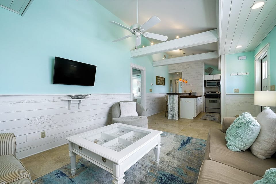 Gulf Escape - Inlet Beach - Living Room & Kitchen