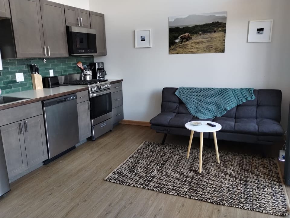 Lupine Cabin - Living Room Overlooking Beluga Lake