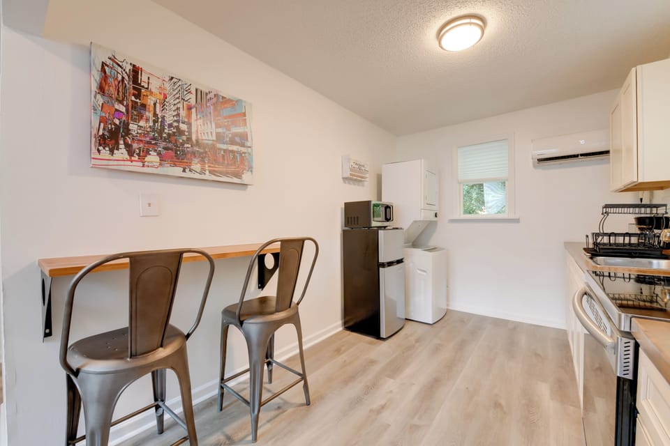 Kitchen | Main Level | Coffee Maker | Stackable Washer + Dryer