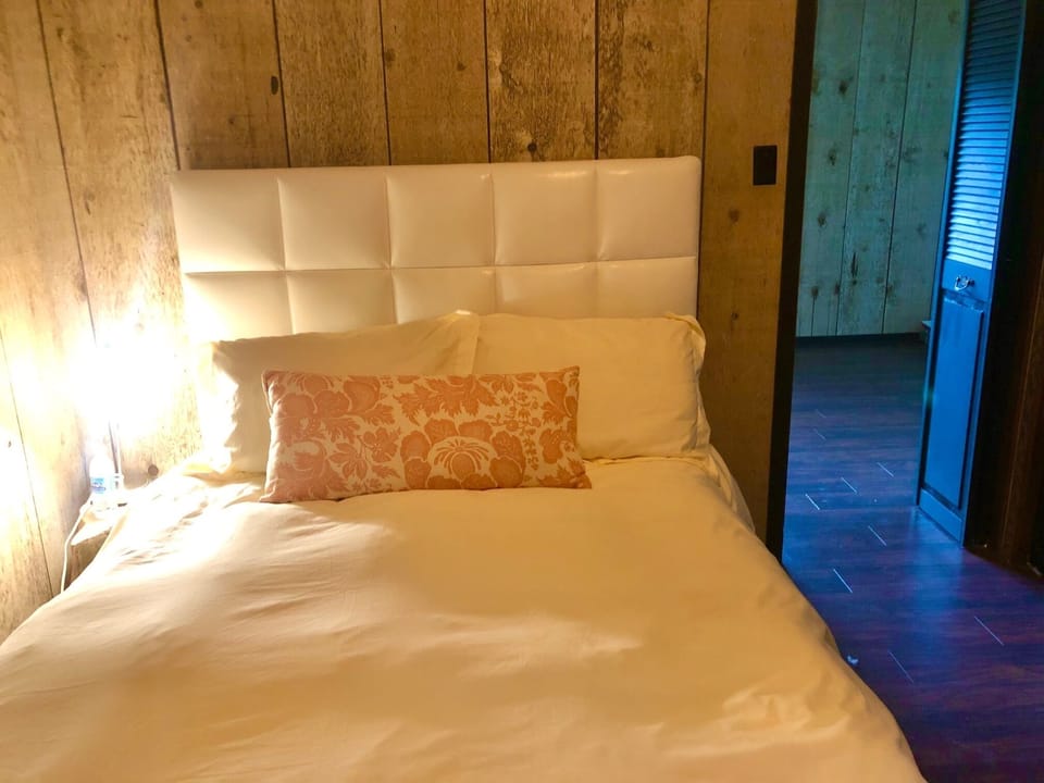 Full-size comfy bed. 