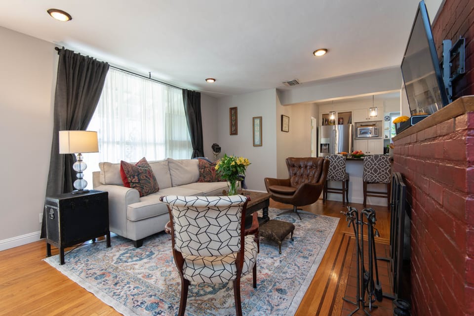 Front living room with open kitchen 
