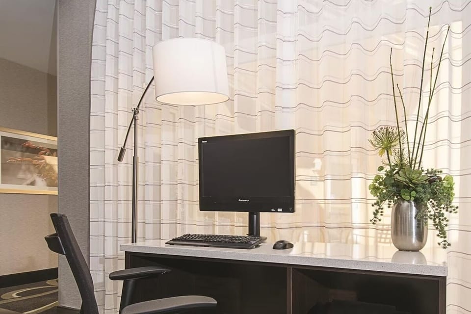 Settle in and stay productive at a calm, bright workstation.