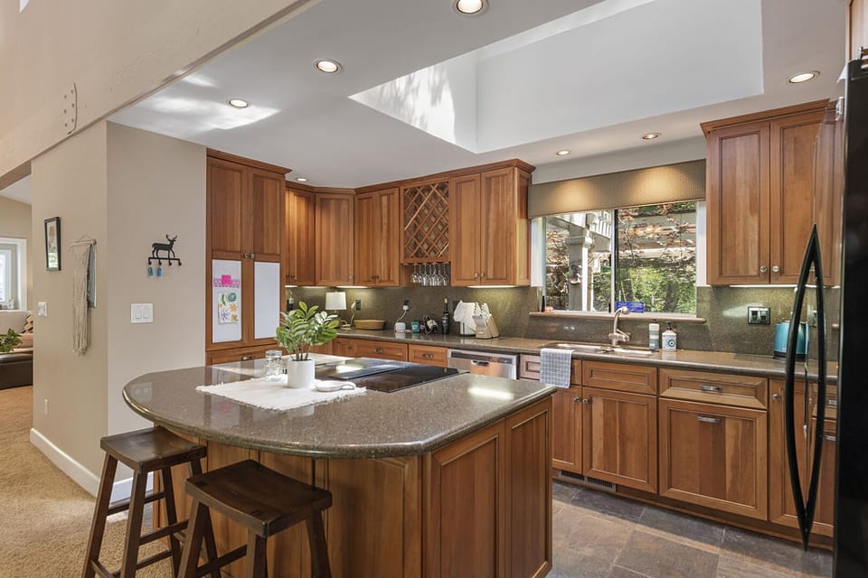 An open kitchen encourages fun and conversation.