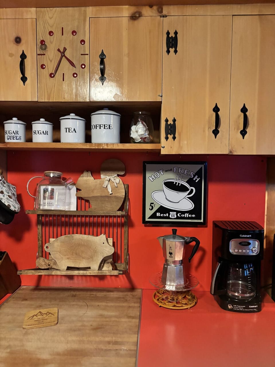 Dedicated coffee and tea station.