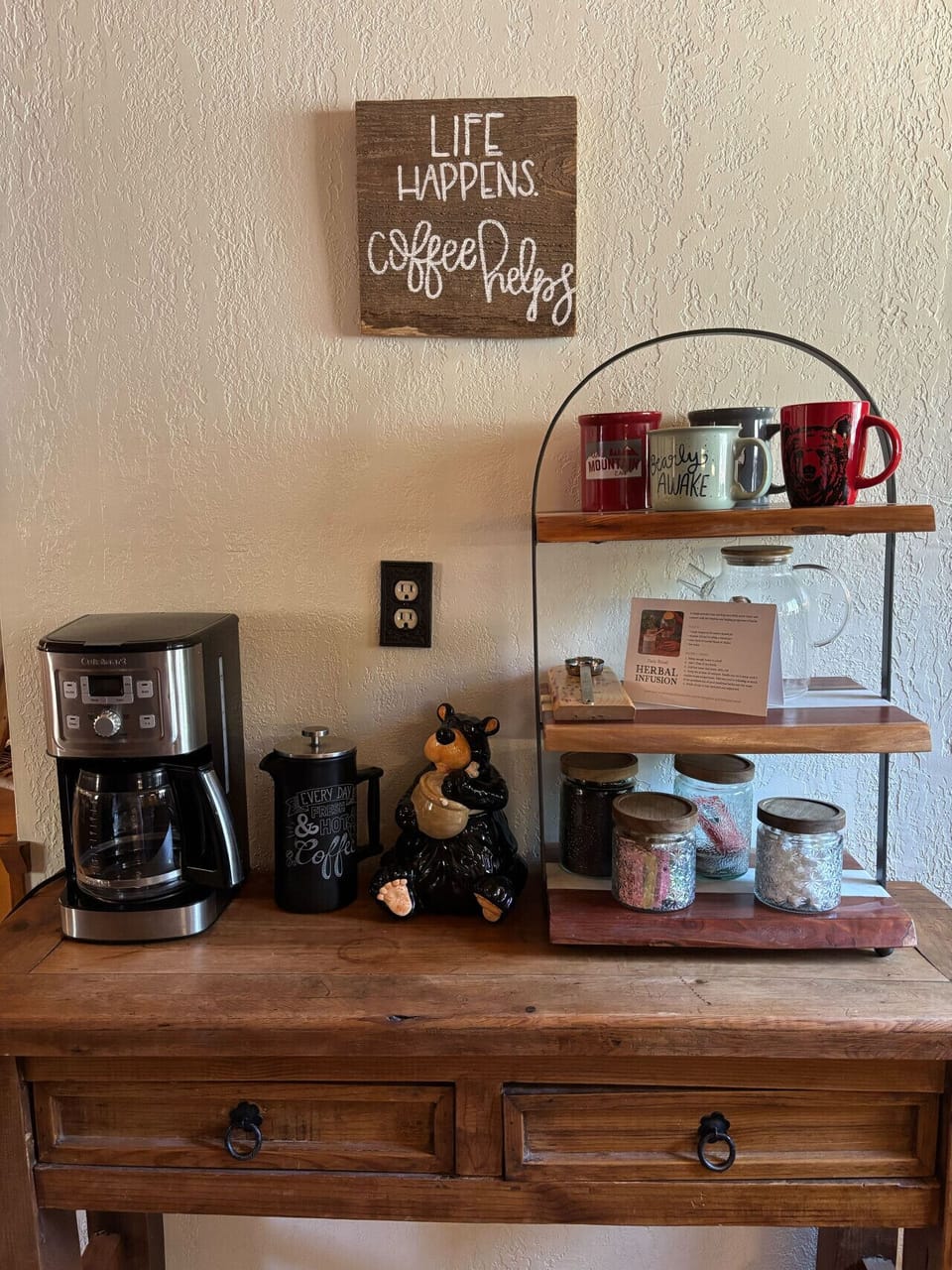 Fully stocked coffee bar!