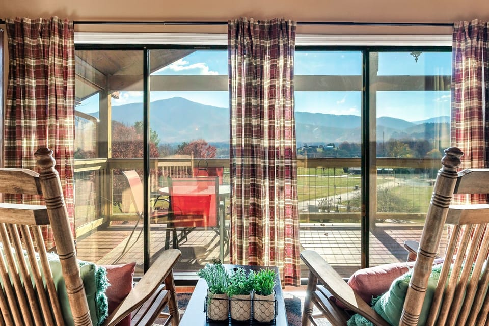 Mountain view from indoor rockers