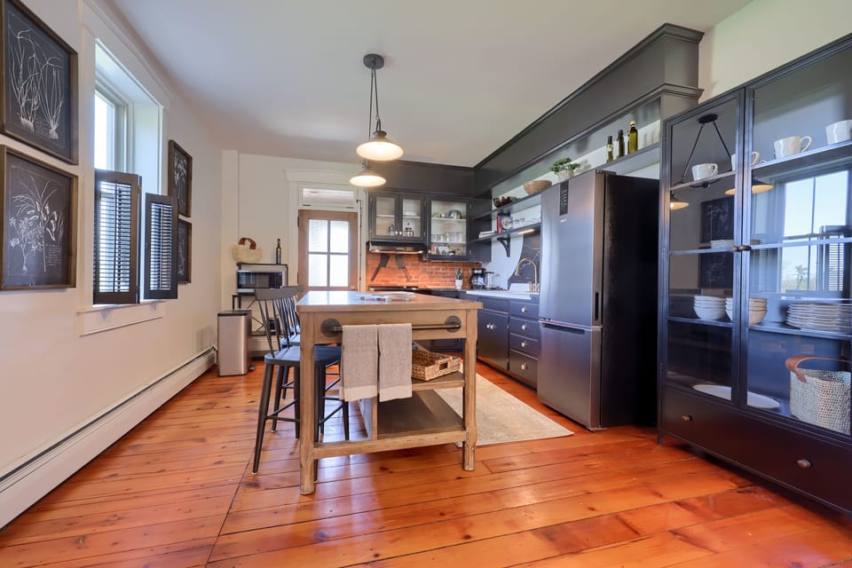 View into the modern kitchen which was previously used by the Amish. 