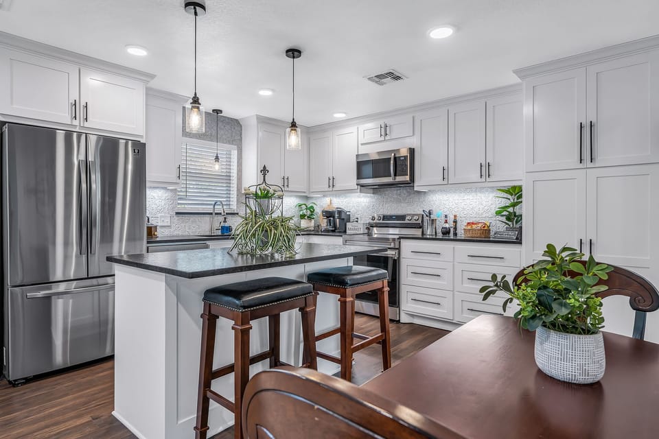 Kitchen is equipped with everything you need to cook a nice meal