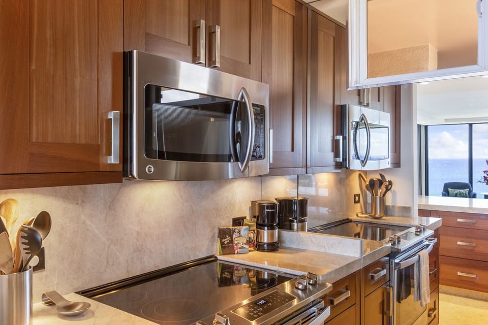 Stainless Steel Appliances, Custom Mahogany Cabinetry