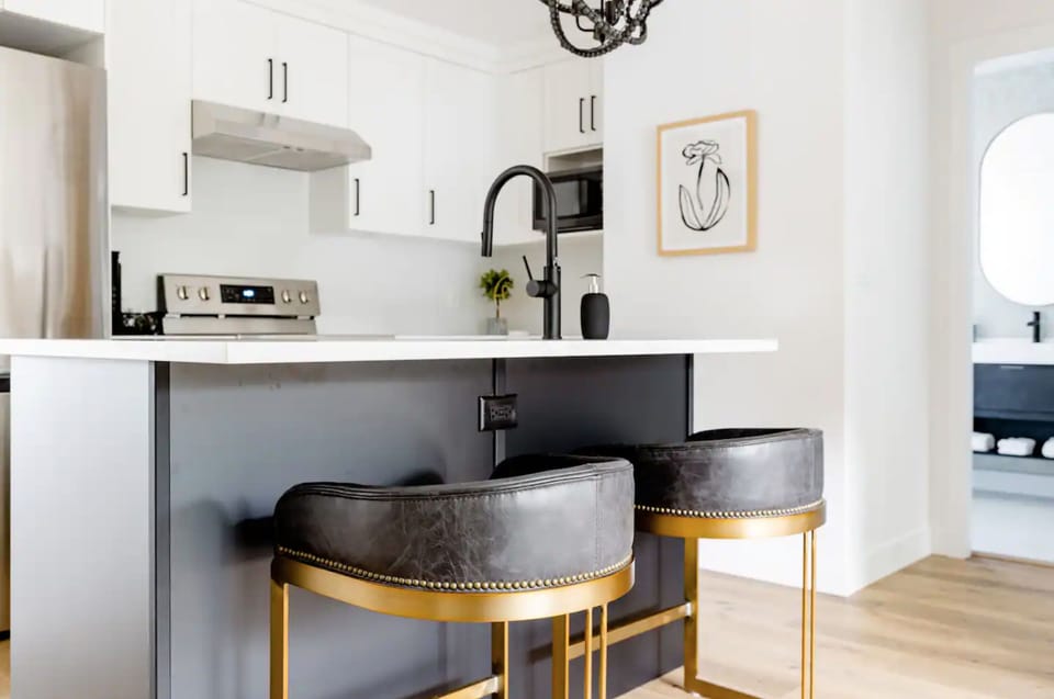 Luxury plush leather stools that are comfy to sit in