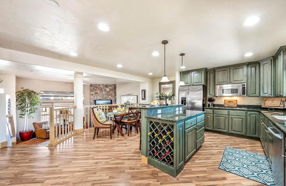 Kitchen overlooking living room