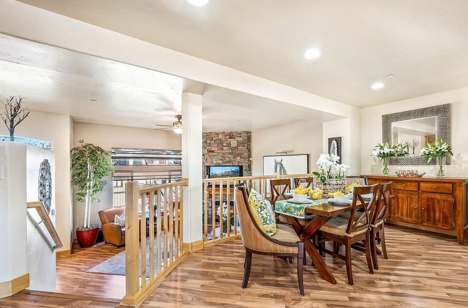Kitchen overlooking living room