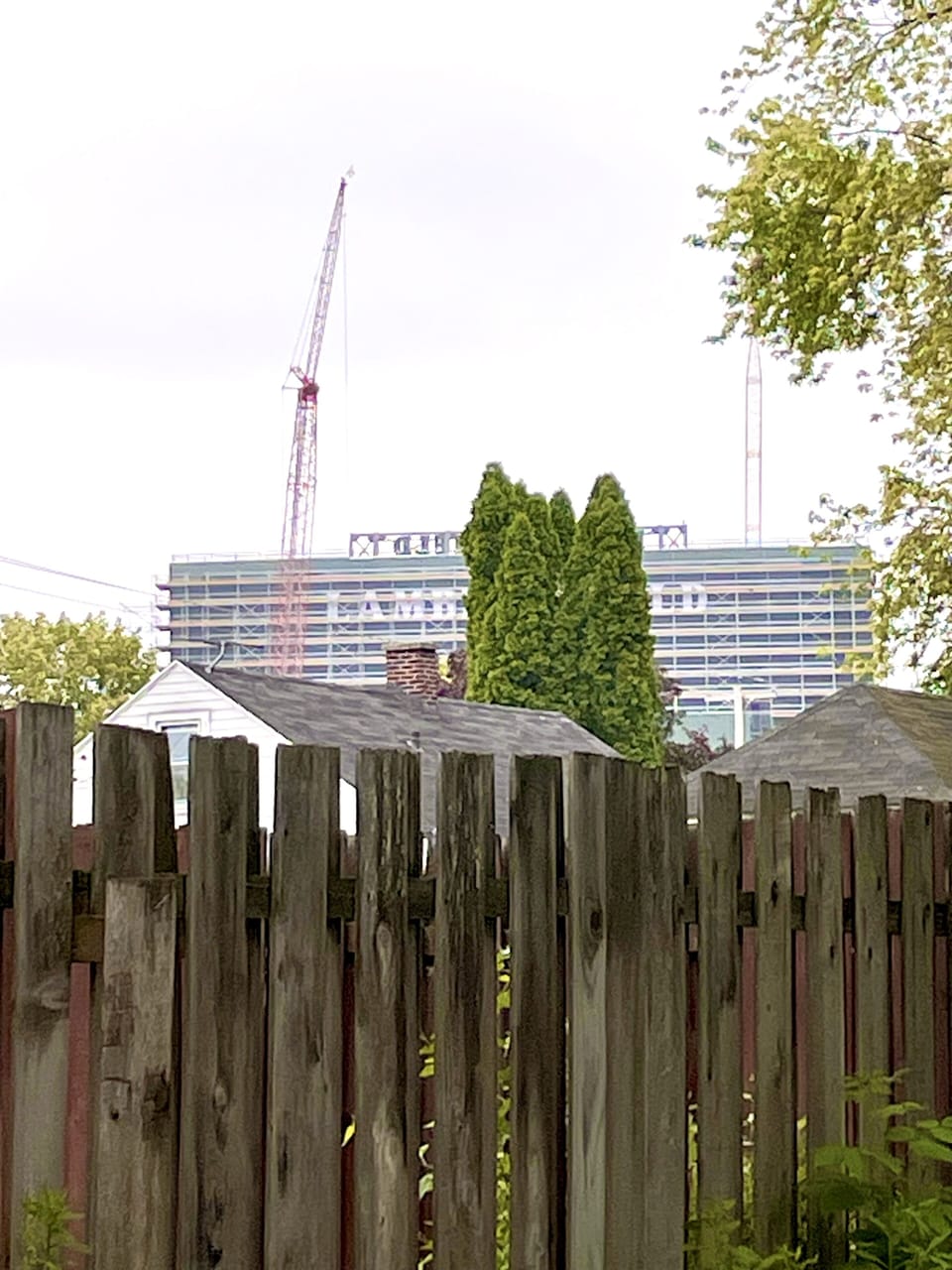 View of Lambeau from the back yard
