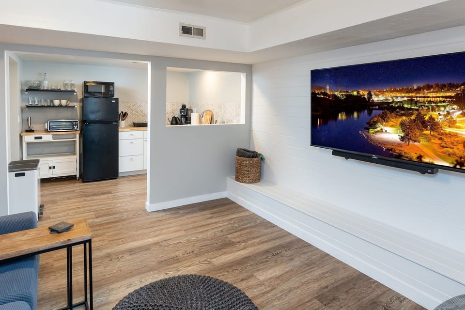 Huge 65" TV and spacious living room