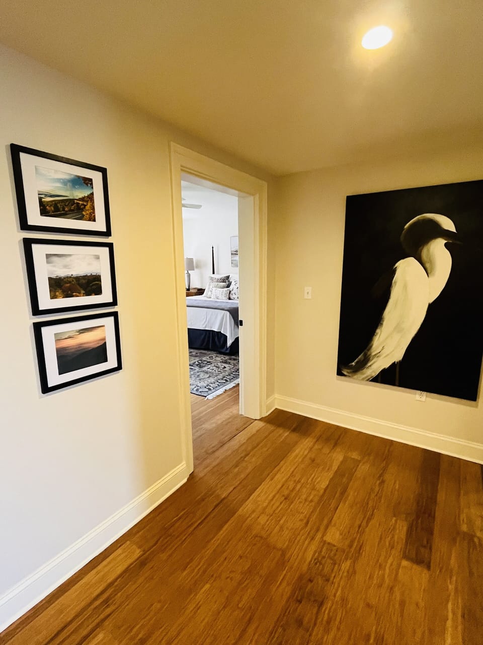 The hallway separates the two large bedrooms.