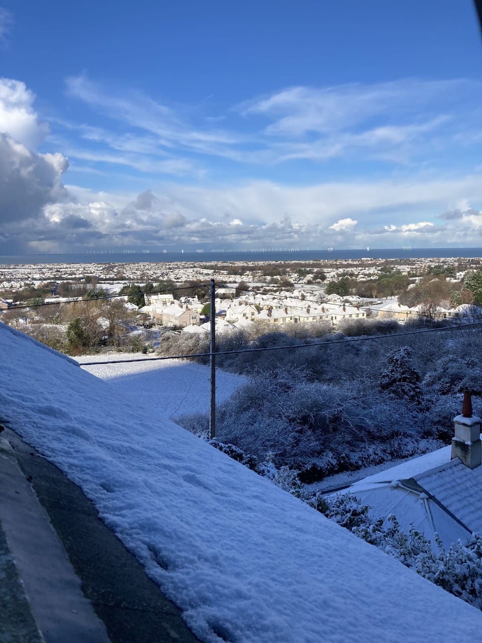 Snowy winter’s day overlooking Prestatyn