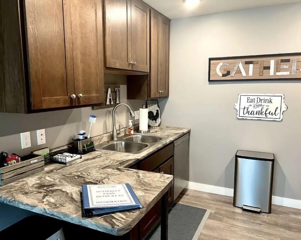 Counter space for food prep and eating